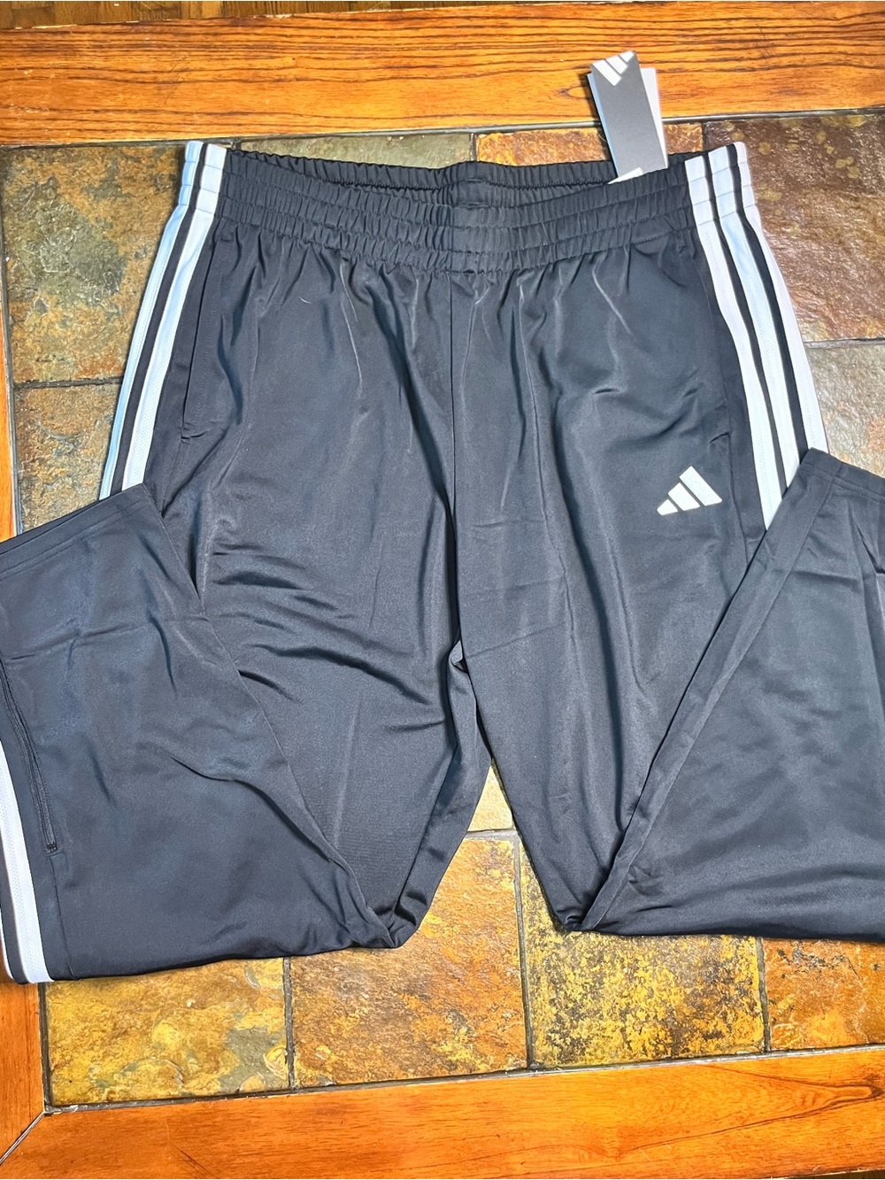 adidas Black Men's Joggers with White 3-Stripes-2XL NWT